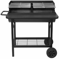 barbecue à charbon 71 x 35.5cm avec chariot - alabama - red deco - noir