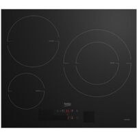 Beko – Table de cuisson induction 60cm 3 feux 7200W noir – Booster 3600W – Minuterie – HII63405MT