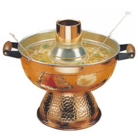 Marmite à fondue chinoise 1200W 3,5L – Cuivre massif martelé – 6 passoires en métal – 16115 – Tellier