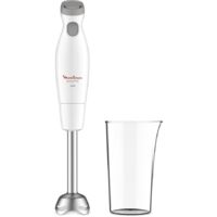 Moulinex – Mixeur plongeant 450W blanc – 2 vitesses + Turbo – Lames inox Zelkrom – Pied anti-éclaboussures amovible – Godelet 800 ml