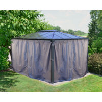 Palram – Set de rideaux pour tonnelle 4 pièces – Polyester waterproof gris – Installation facile avec zip – 704056