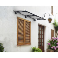 Palram – Marquise transparente 91,5x205,5cm argent – Panneau acrylique 4mm – Support acier galvanisé laqué – 701125
