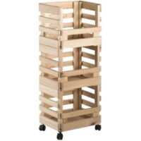 Astigarraga – Resserre à légumes en pin massif 30x38x90cm – 3 étagères dissociables – 4 roulettes pour mobilité – Idéal pour espaces de rangement