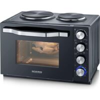 Severin – Mini four grill 30L 2500W – Chaleur tournante – Pierre à pizza incluse – 3 niveaux de cuisson – 2074
