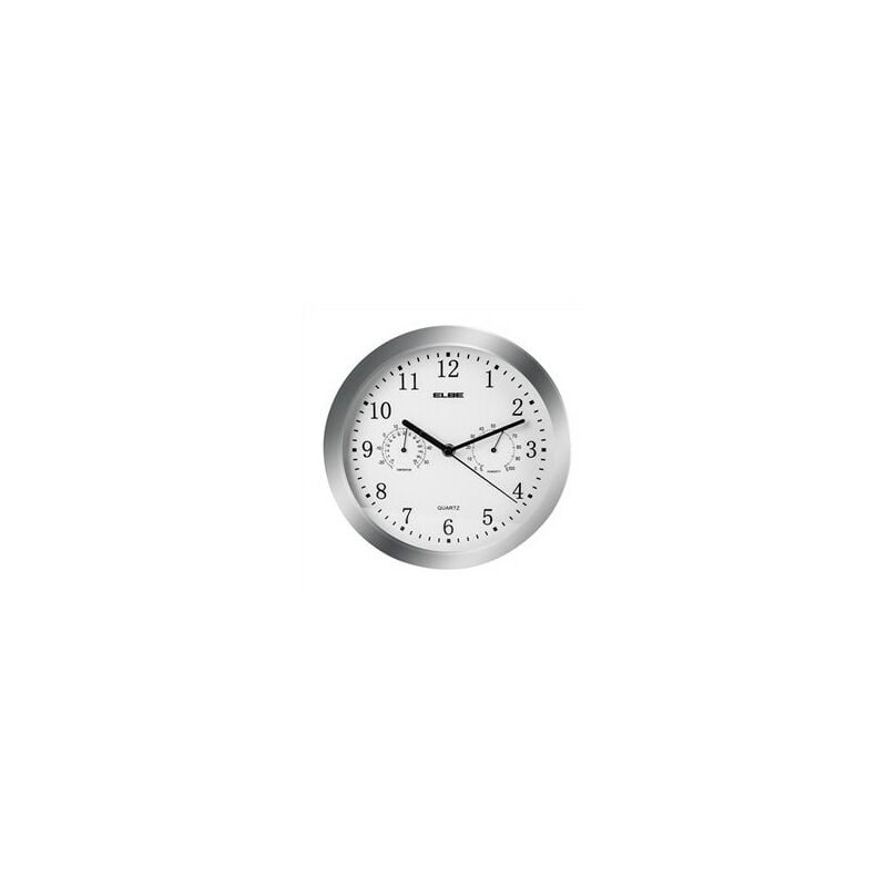 Reloj pared analogico plata 25cm temp/humedad RP-3005-P Elbe