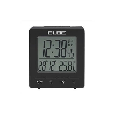 Reloj despertador termometro negro pantalla 6 5cm RD 005 N Elbe