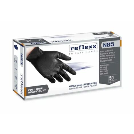 Reflexx N85B Guanti Nitrile No Polvere 100% Latex Free 8.4gr Cat.3 50 Pezzi M