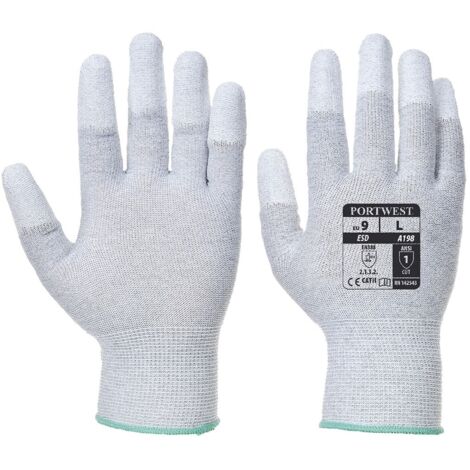 Portwest A198 Guanto di Sicurezza Antistatico con Punte in PU Grigio, M
