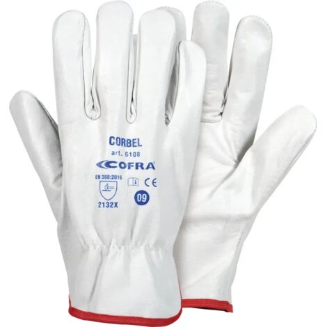 Guanti in Pelle Fiore Bufalo Cofra Corbel Bianco 10
