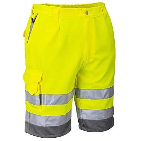Pantaloni corti ad alta visibilita' giallo/navy, misura l - Portwest