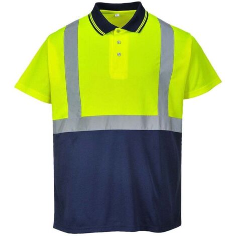 Polo Ad Alta Visibilita' Giallo/Navy Giallo-Navy 2XL