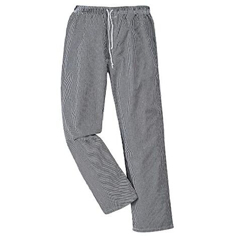 Pantaloni Da Chef Con Punto Vita Elasticizzato Bianco-Nero 3XL