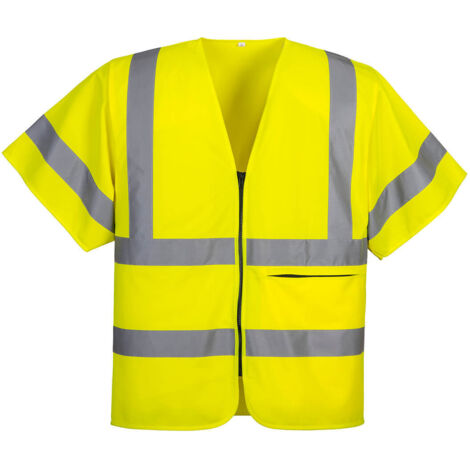 Gilet con zip a mezze maniche Giallo 3XL