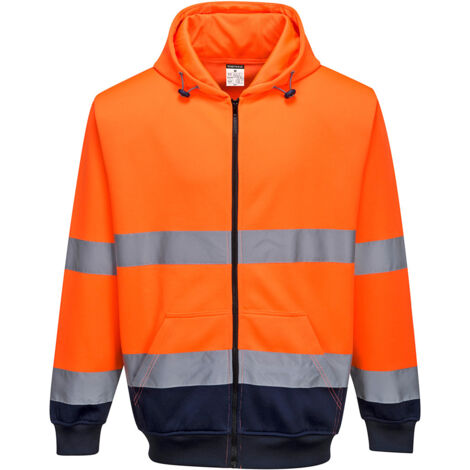 Felpa Ad Alta Visibilità con Zip Portwest B317 Arancio 2XL