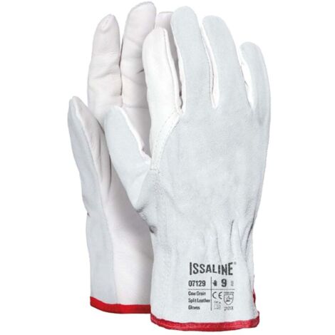 Guanti in pelle fiore Industrial Starter 07129 bianchi con dorso in crosta - 10 (XL) - White