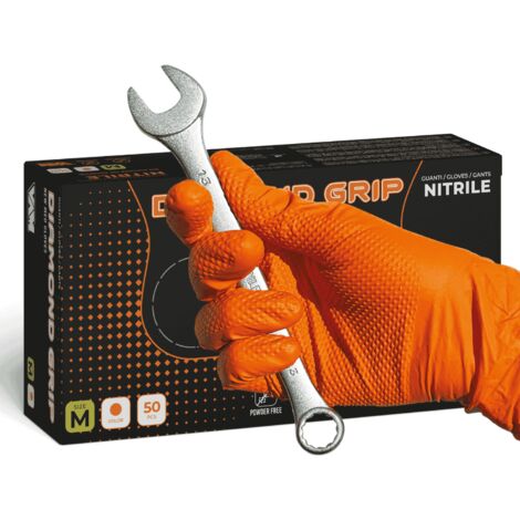 CONF. 50 PZ GUANTI IN NITRILE ARANCIO SENZA POLVERE VAM DIAMOMD TG. M