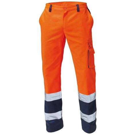 Pantaloni ad Alta Visibilita Bicolore Siggi Arancioni Blue Arancio-Navy XL