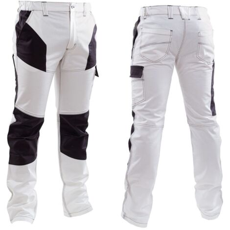Pantaloni da Lavoro Bianchi Elasticizzati Slim Fit Jump Bianco S
