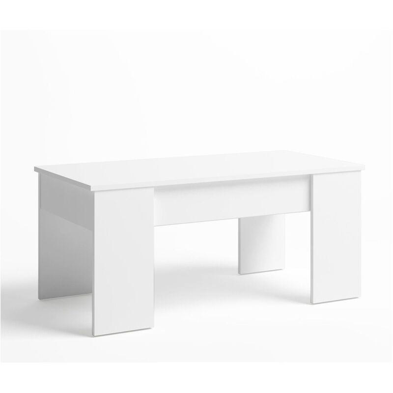 Mesa De Centro elevable may fabrikit miroytengo low comedor color blanco mate estilo moderno mueble almacenaje 45x100x50cm