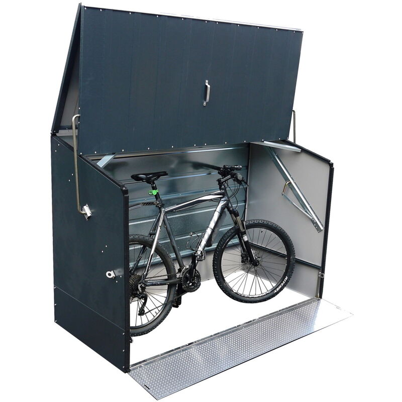 Tepro 7170 Fahrradbox Fahrradgarage Gartenbox 196x89x133 cm anthrazit mit  Rampe
