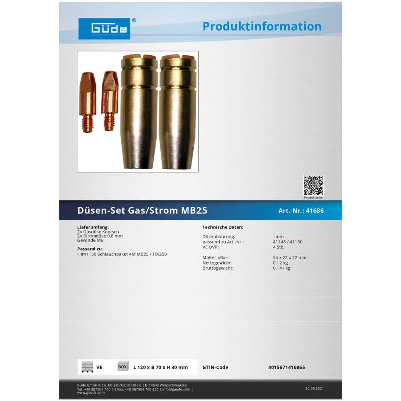 2 Stück Gasdüsen Set  zylindrisch steckbar für MIG/MAG Brenner MB25 