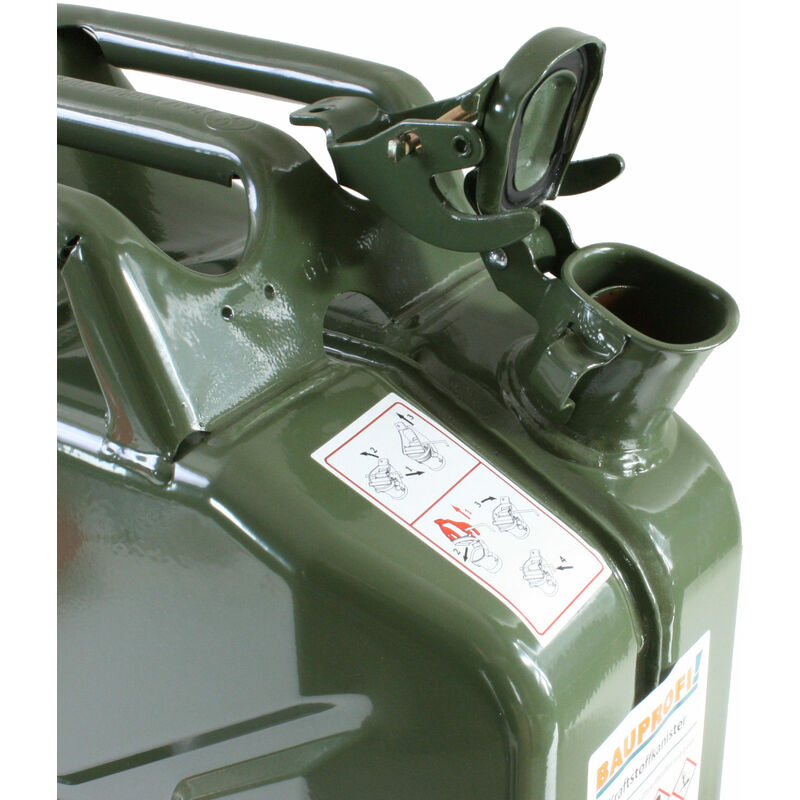 Benzinkanister 20 Liter Metall Stahlblech Kanister mit Sicherungsstift oliv