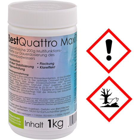 Best Quattro Maxi Tabs Pool Wasserpflegemittel 1 kg Dose 5 Tabs je 200 g