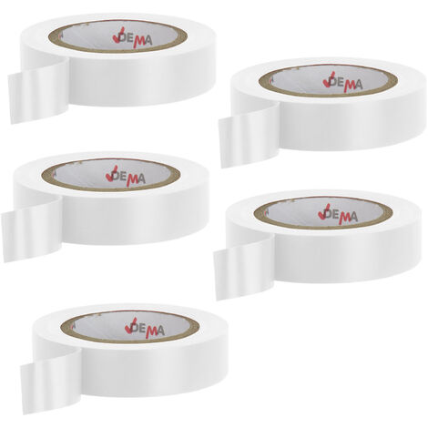 Kabel Isolierband Elektriker Klebeband 5er Set Weiß 15 mm x 10 m Rolle PVC