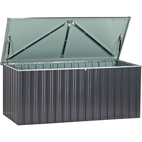 Metall Garten Gerätebox Auflagenbox Aufbewahrungsbox Truhe 770 L anthrazit weiß (1/5)