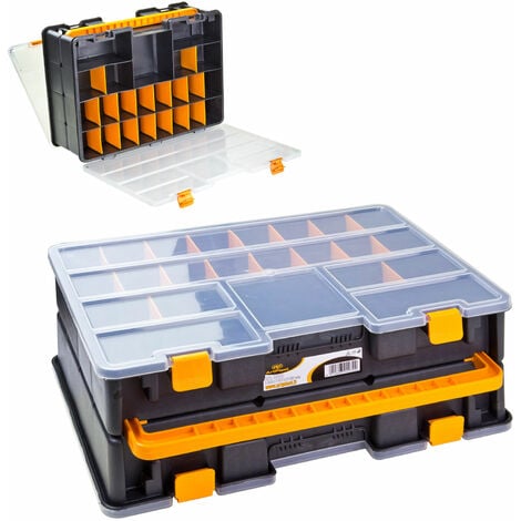 Sortimentskoffer / Sortimentskasten aus Kunststoff, 46 Fächer, XL, Doppelt,  2in1