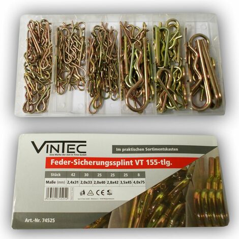 Vintec Federstecker Splinte 155-tlg Sortiment 2.0 - 4 mm Setbox Stecksplinte