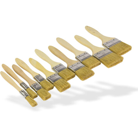 Malerpinsel Pinselset 10-tlg 13-63mm Lasurpinsel Holzgriff Profi Malerbedarf