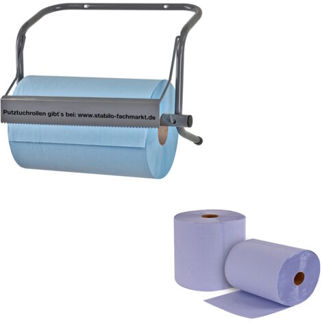 Komplett-Set Putztuchrollenhalter und 2 Putztuchrollen 500 Blatt