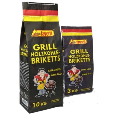 Favorit Grillbriketts 3 kg Sack Holzkohlebriketts aus Holzkohlenstaub gepresst