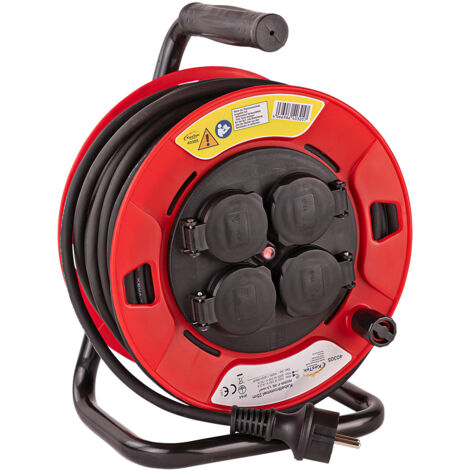 Kestek Kabelrolle Außen Kabeltrommel 25 Meter 4 Steckdosen H05RR-F 3G1,5mm² IP44 (1/4)