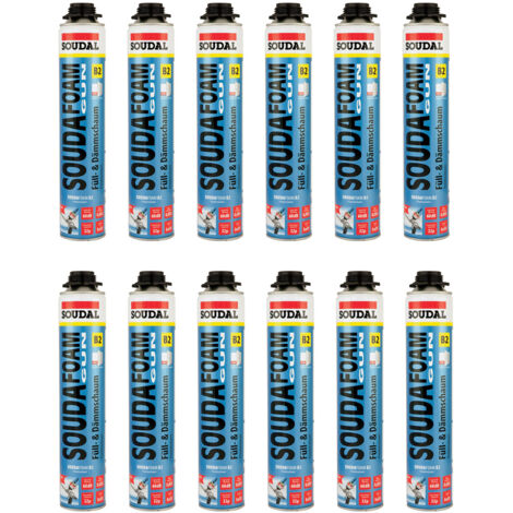 12x Soudal Soudafoam B2 Pistolenschaum 750ml Dämmschaum Montageschaum PU Schaum