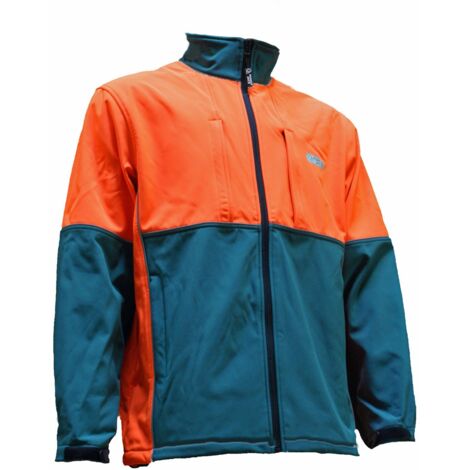 KWF FPA Forstjacke Softshell grün-orange XS - 4XL Forst-Jacke Wald Holzarbeit