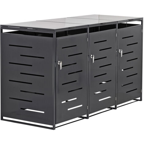 Metall Mülltonnenbox 3 x 240 L Müllbox Aufbewahrungsbox 3x240 Liter 3 Türen