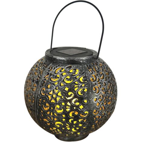 KesTek Solar Laterne Kugelleuchte Gartenlaterne 18 x 17 cm mit Griff und Akku