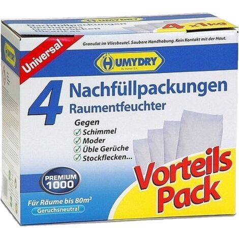 Humydry Nachfüllpackungen 4x1kg für Luftentfeuchter / Raumentfeuchter