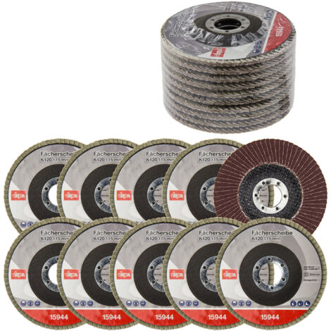 Fächerscheiben Schleifscheiben 10er Set Ø115 125mm Lamellenscheiben K40-120 (1/5)