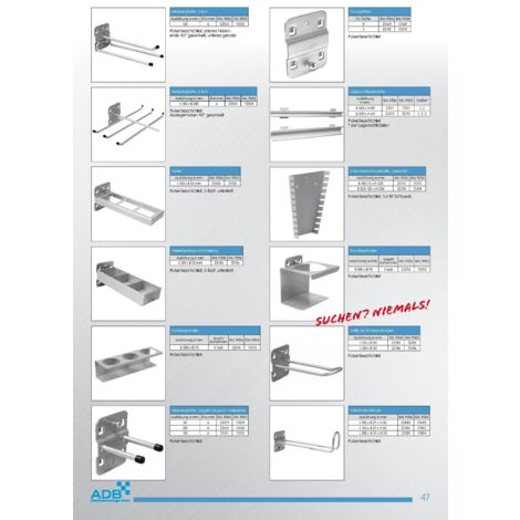 ADB Werkzeughalter für Lochwand Haken-Set 45-teilig Weißaluminium -  Rollladenvertrieb 24