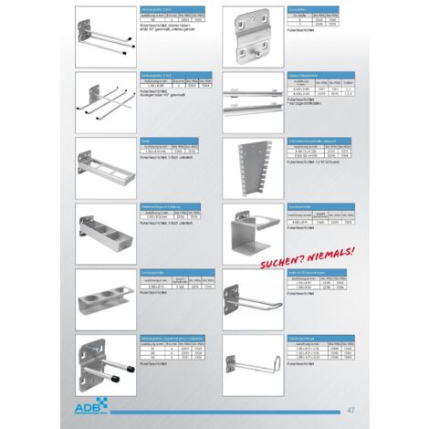 ADB Werkzeughalter Lochwand Haken Halter 35, 50, 75, 150, 200 mm ADB Werkzeughalter Lochwand Haken Halter 35, 50, 75, 150, 200 mm