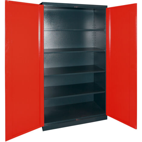 Werkzeugschrank Vollmetall anthrazit/rot 110x192x58 cm Werkstattschrank 4 Böden (1/4)