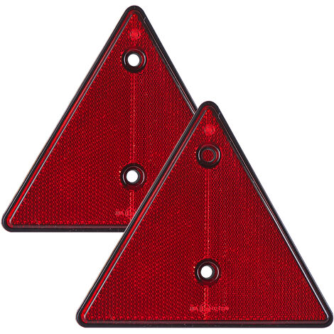 2 x Dreieck-Rückstrahler Katzenauge Reflektor rot ohne Pendel PKW