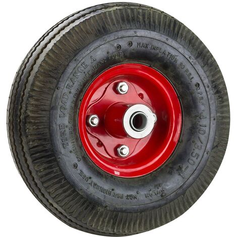 Sackkarrenrad / Karrenrad / Luftrad mit Kugellager 16 mm 4.10/3.50-4 rot
