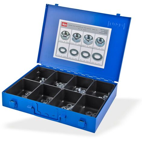 Metall Sortimentskasten Sortierkasten Kleinteilebox Muttern + Unterlegscheiben (1/4)