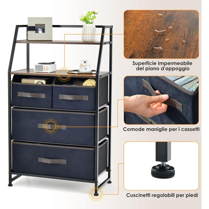 WLIVE Cassettiera in Tessuto con 7 Cassetti, Cassettiera Camera da Letto, Struttura in Acciaio Ideale per Soggiorno, Cameretta di Bambini, Corridoio