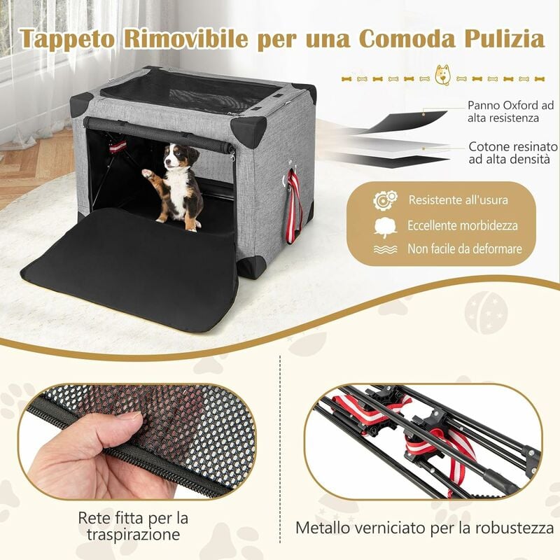 Trasportino per cani pieghevole con 3 aperture telaio in metallo, Kennel  portatile morbido da viaggio 3 Dimensioni - Costway