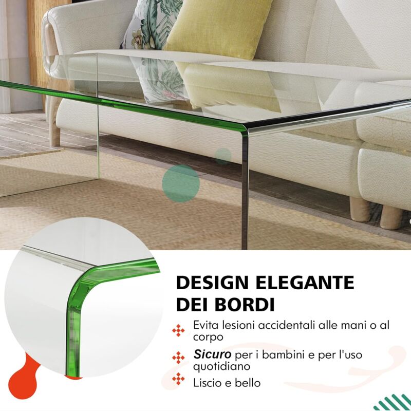 Tavolino Da Salotto COSTWAY In Legno E Finto Marmo - Nero, 70x70x40cm - Foto 6